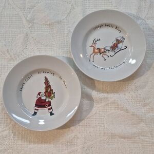 Festive Santa and Reindeer Plates